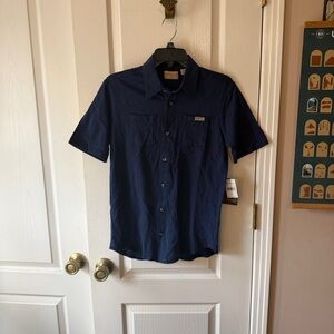 A17 Weatherproof  Dark Blue Casual Button Down Shirt